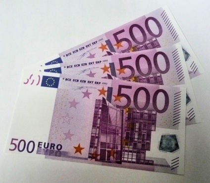 1 Stück '500er Euro-Ersatz-Schein' 125%, einseitig, Spielgeld