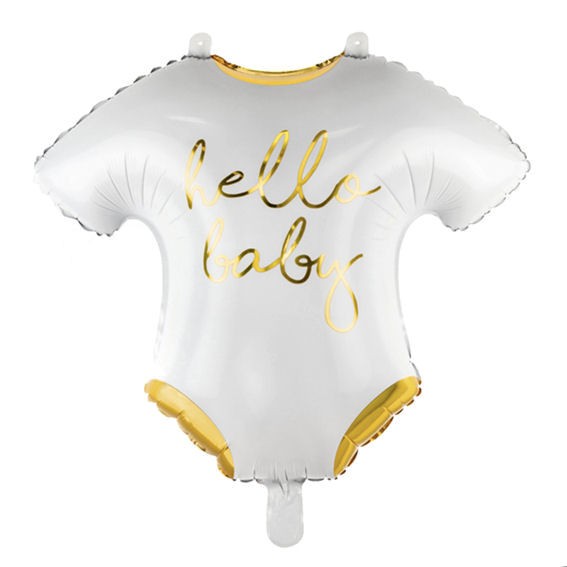 Folien-Shapeballon (E) 'Baby-Strampler - Hello Baby', ca. 51 cm