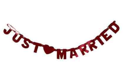 Just Married' Schriftzug-Girlande, ca. 150 cm  Lollipop Ballon Shop -  Luftballons und Geschenkartikel für viele Anlässe