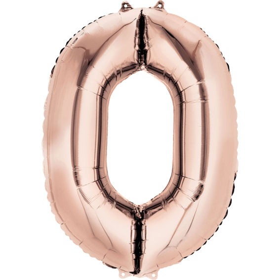 Folien-Zahlenballon (G), rosegold - XXL - 0, Gas geeignet